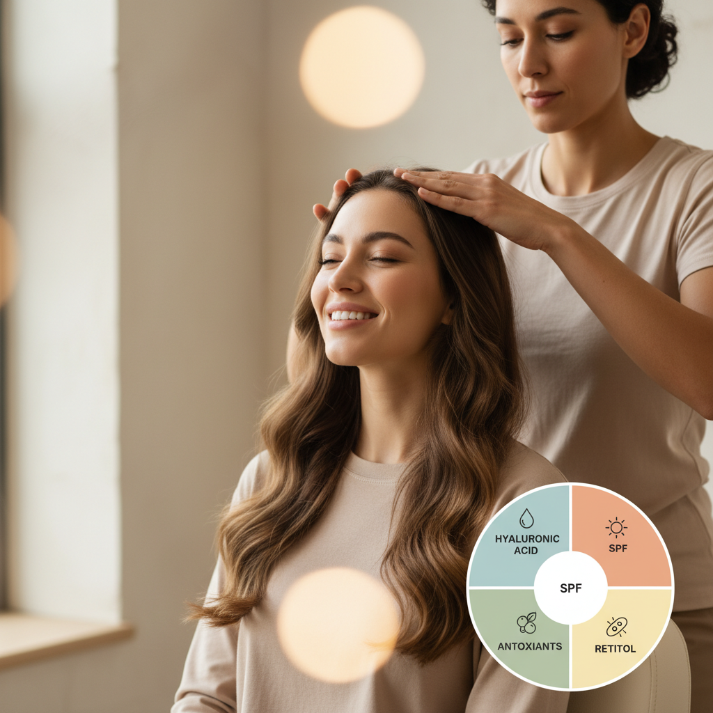 為主題〈抗老從幾歲開始？皮膚科醫師這樣說〉生成『內文圖片』：4:3或1:1，資訊圖/步驟圖/成分圖，簡潔易讀，含2-4個重點標籤。